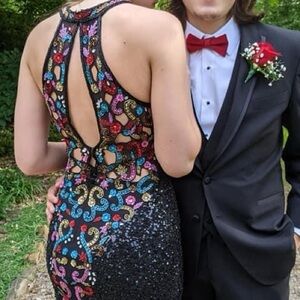 Amarra Formal Colorful Sequin Halter Dress Size 6